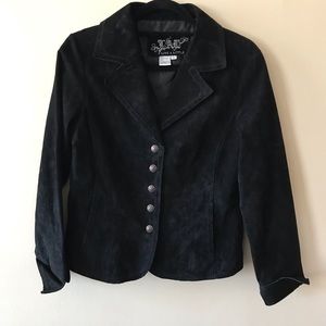 Live A Little Black Leather Jacket 5 Button Sz M